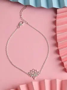 Clara Women Silver-Plated 925 Silver Lotus Anklet