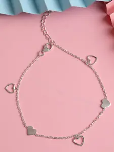 Clara Women 92.5 Sterling Silver-Plated Heart-Charm Anklet