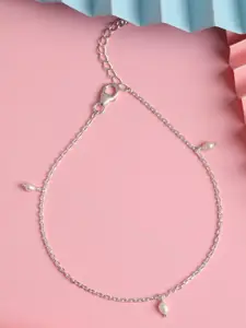 Clara Silver-Toned & White Pearls Beaded Anklet