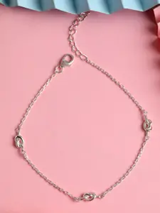 Clara Silver-Toned 925 Sterling Silver Knot  Anklet