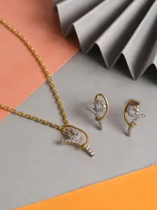 Clara 925 Sterling Silver Rhodium-Plated White CZ Studded Pendant With Chain