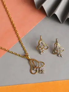 Clara Gold-Plated 925 Sterling Silver CZ Studded Pendant Jewellery Set