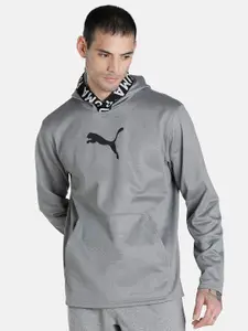 Puma Men Grey POWER Fleece Training Hooded Sweatshirt