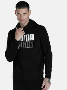Puma Men Black Cotton Printed Regular Fit  Hooded Sweatshirt