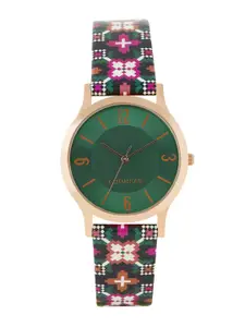 TEAL BY CHUMBAK Women Brass Dial & Leather Straps Analogue Watch 8907605119071