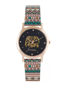 TEAL BY CHUMBAK Women Brass Printed Dial & Leather Bracelet Style Straps Analogue Watch 8907605119088