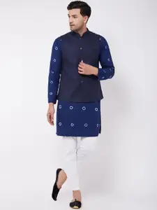 VASTRAMAY Men Printed Pure Cotton Kurti with Nehru Jacket With  Pyjamas