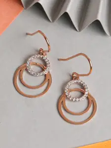 Clara 925 Sterling Silver Rose Gold-Plated & White Contemporary Drop Earrings