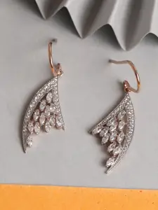 Clara Women Rose Gold And White 925 Sterling Silver CZ Studded Lily Drop Earrings