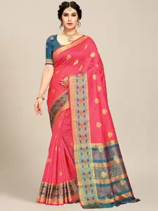 MS RETAIL Pink & Blue Ethnic Motifs Art Silk Saree