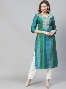 FASHOR Women Multicoloured Geometric Striped Kurta