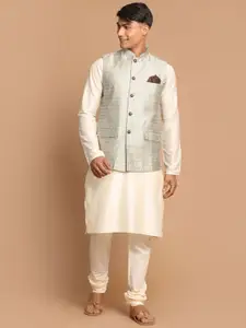 VASTRAMAY Men Kurta with Churidar & Nehru Jacket