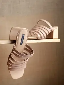 Nautica Striped Block Heel Sandals