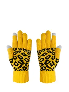 LOOM LEGACY Women Yellow Patterned Hand Gloves