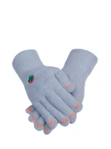 LOOM LEGACY Women Purple Self Design Winter Acrylic Hand Gloves