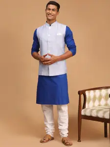 VASTRAMAY Men Solid Kurta with Churidar & Nehru Jacket