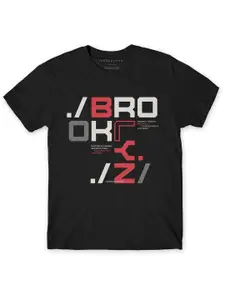 THREADCURRY Boys Black Typography Printed T-shirt