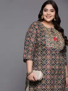 Varanga Women Plus Size Ethnic Motifs Printed Gotta Patti Kurta