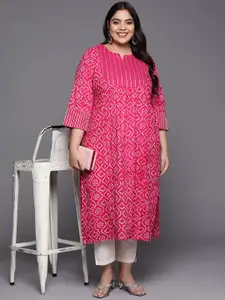 Varanga Plus Size Women Pure Cotton Bandhani Printed Kurta