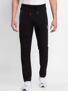 SPYKAR Men Plus size Black Solid Cotton Track Pants