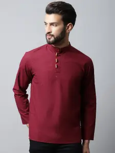 even Men Maroon Thread Work Kurta