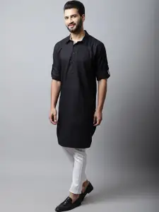 even Men Black Pathani Kurta