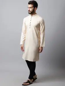 even Men Cream-Coloured Thread Work Kurta