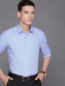 Louis Philippe Men Blue Solid Classic Fit Pure Cotton Formal Shirt