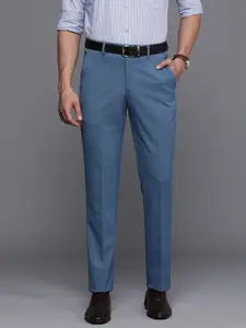 Louis Philippe Men Blue Slim Fit Micro-Ditsy Pattern Formal Trousers