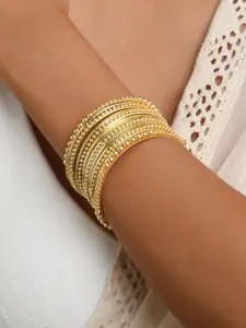 Fida Gold-Plated Beaded Bangle Set