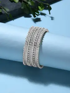 Fida Set Of 6 Silver-Plated Beaded Bangles