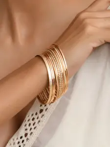 Fida Gold-Plated & Toned Beaded Bangle Set