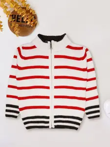 CHIMPRALA Boys White & Red Striped Woolen Pullover