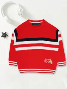 CHIMPRALA Boys Red & White Striped Pullover