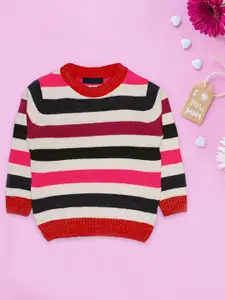 CHIMPRALA Boys Red & White Striped Woolen Pullover