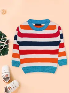 CHIMPRALA Boys White & Red Striped Woolen Pullover