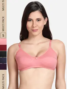 shyaway Pack Of 5 Non Padded & Non-Wired Cotton Bra