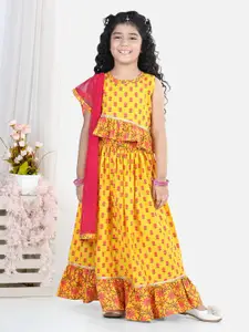 Kinder Kids Girls Floral Printed Ready to Wear Lehenga & Blouse With Dupatta