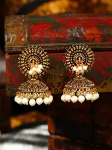 Yellow Chimes Gold-Toned Contemporary Jhumkas Earrings