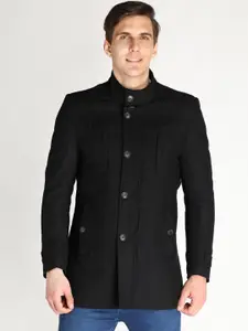 LURE URBAN Men Black Solid Wool Trench Coats