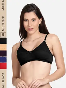 shyaway Pack Of 5 Non Padded & Non Wired Cotton Everyday Bra