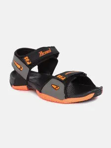Paragon Men Orange & Black Sports Sandals