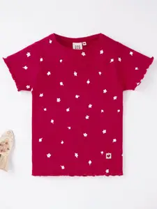 Ed-a-Mamma Girls Red & White Printed T-shirt