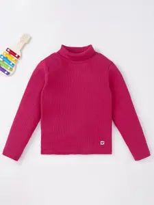 Ed-a-Mamma Girls Red Turtle Neck Cotton T-shirt