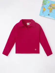 Ed-a-Mamma Girls Red Polo Collar Cotton T-shirt