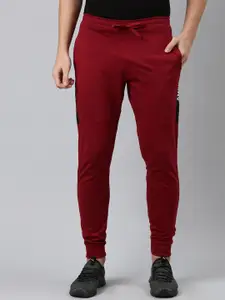 DIXCY SCOTT Men Red Solid Cotton Jogger