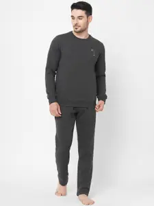 Sweet Dreams Men Charcoal-Coloured  Solid Tracksuits