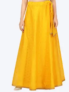 Studio Shringaar Women Yellow Embellished Flared Skirt Lehenga