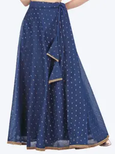 Studio Shringaar Women Navy Blue Embellished Maxi Flared Skirts