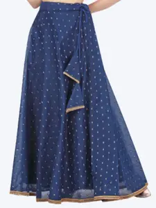 Studio Shringaar Women Navy Blue Embellished Maxi Flared Skirts